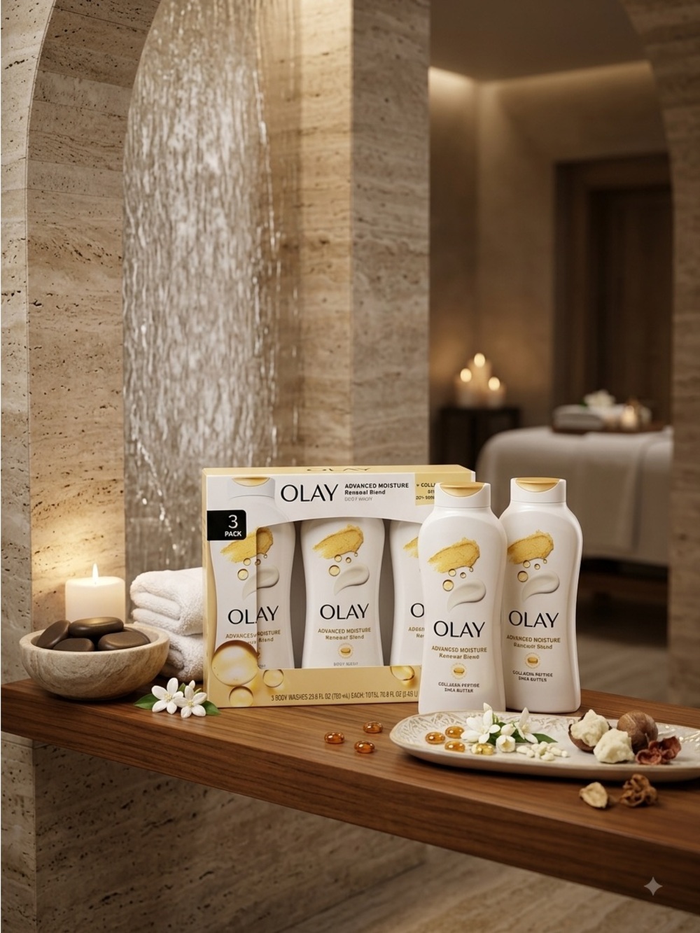Olay Advanced Moisture Renewal Blend Body Wash 3 Pack Collagen Shea Butter New